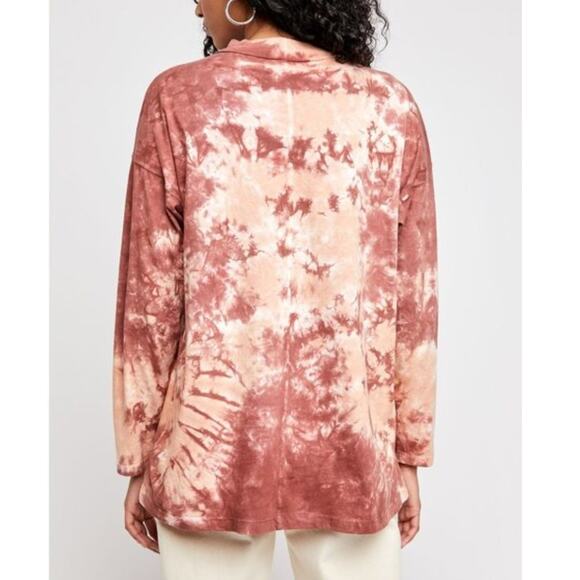 We the Free People Tie-Dye Long Sleeve Tee XS in Cabernet Combo Oversized - Picture 3 of 10